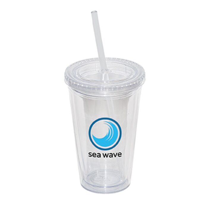 500 ML. 17 FL. OZ. DOUBLE WALLED TUMBLER WITH STRAW Thumbnail